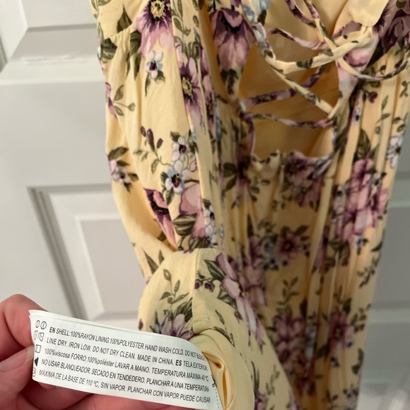 NWOT forever 21 yellow floral corset back dress size large - Picture 3 of 6